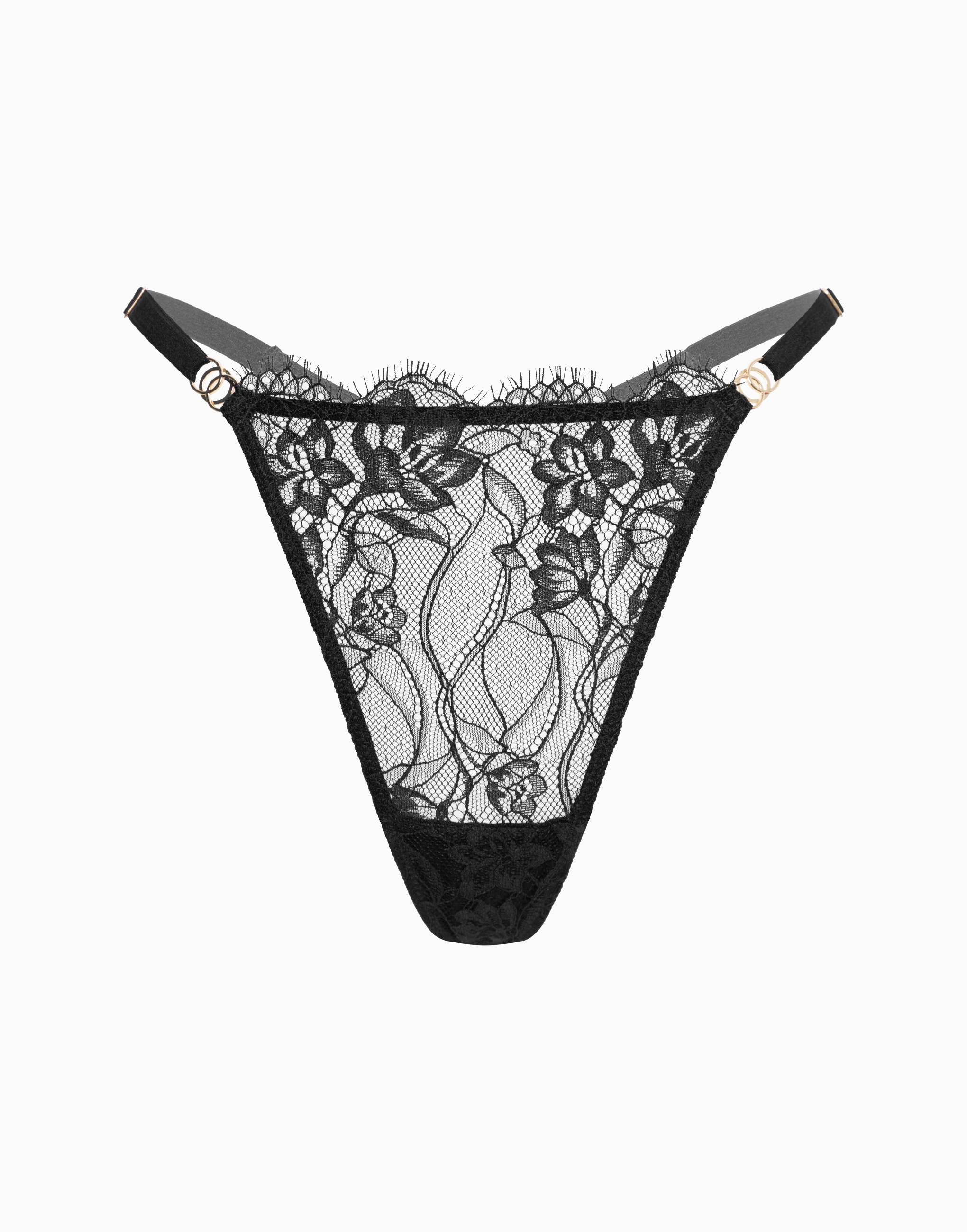 

Трусики стринги кружевные с сеткой средняя посадка CD1038 черный