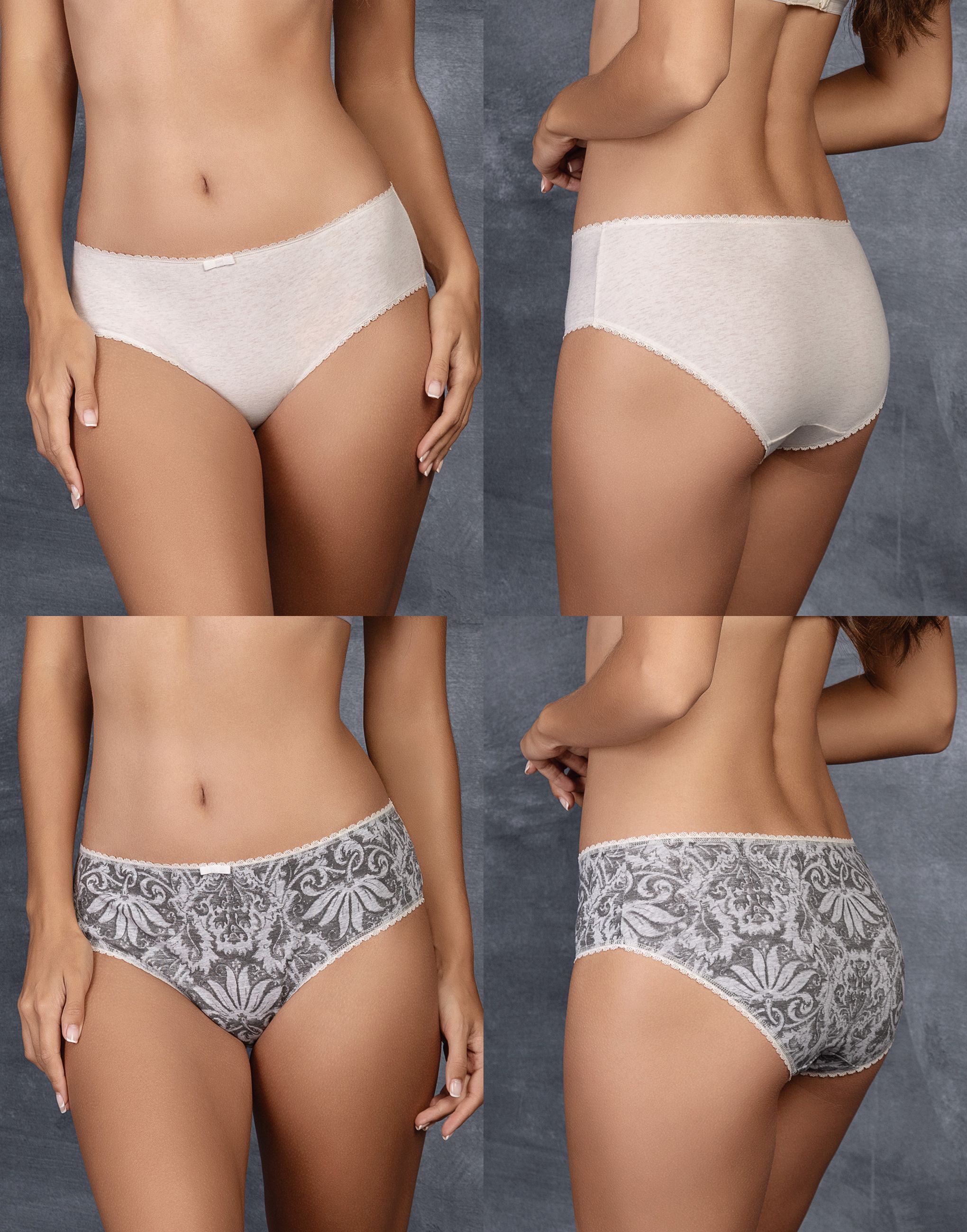 

Набор из 2-х слипов высокой посадки Damask (Latte melange, 5)