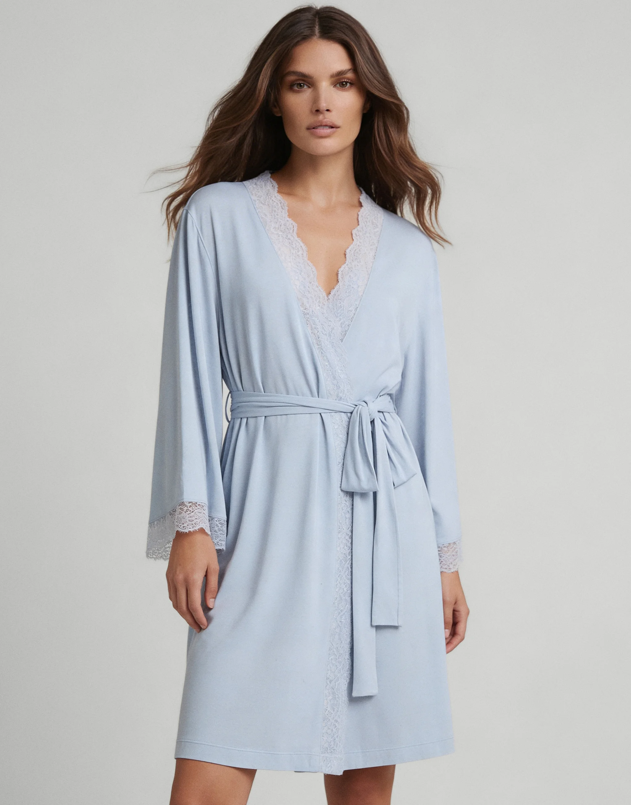 Халат с рукавами 3/4 INCANTO PD1220 голубой - 1