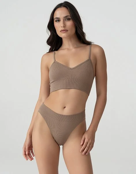 Слипы высокая посадка CD572 коричневый - 1