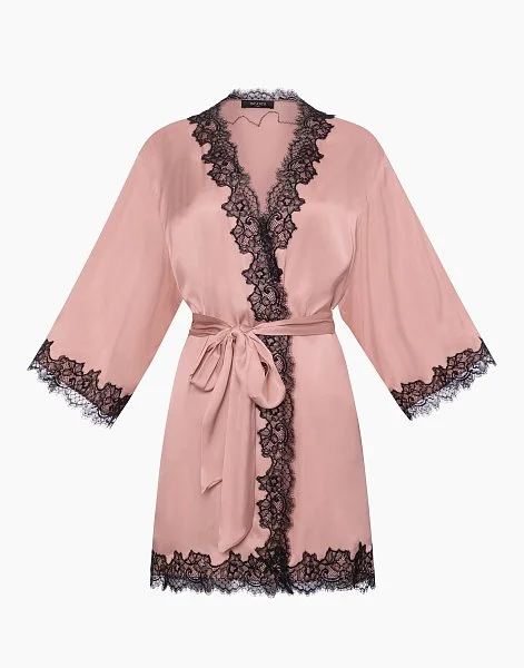 Халат с рукавами 3/4 PD1218 пудрово-розовый - 5