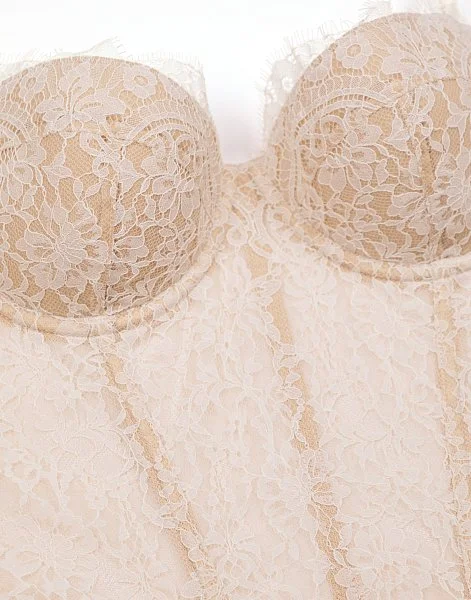 Корсет кружевные с сеткой CD908 нюдовый  - 5