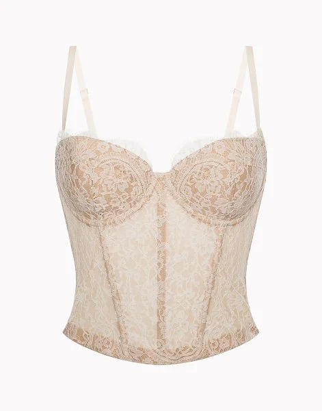 Корсет кружевные с сеткой CD908 нюдовый  - 3