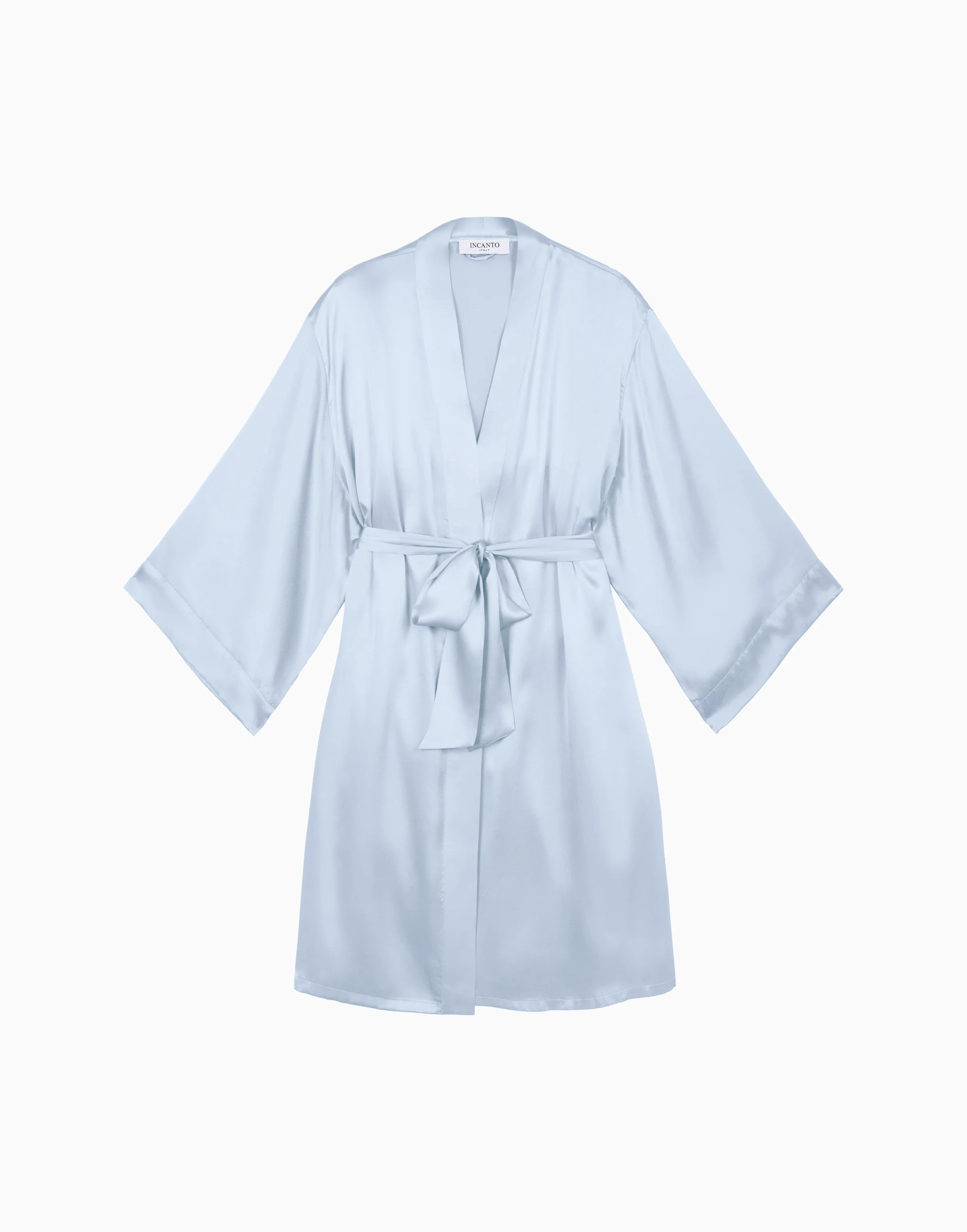 Шелковый халат с рукавами 3/4 INCANTO PD267 голубой - 5