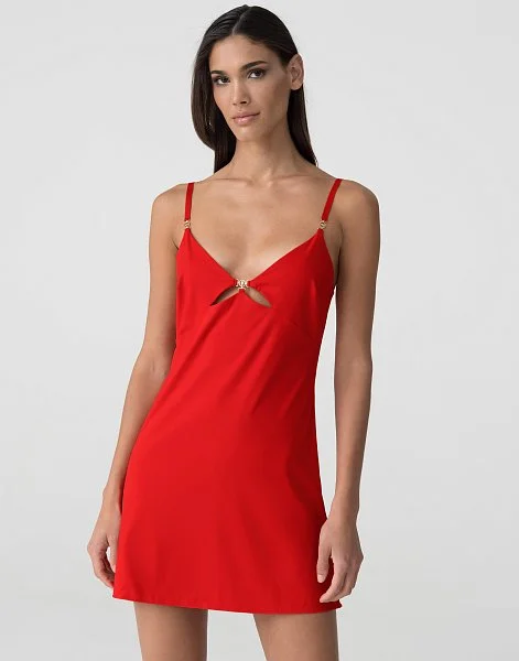 Сорочка на бретелях CD1062 красный - 1