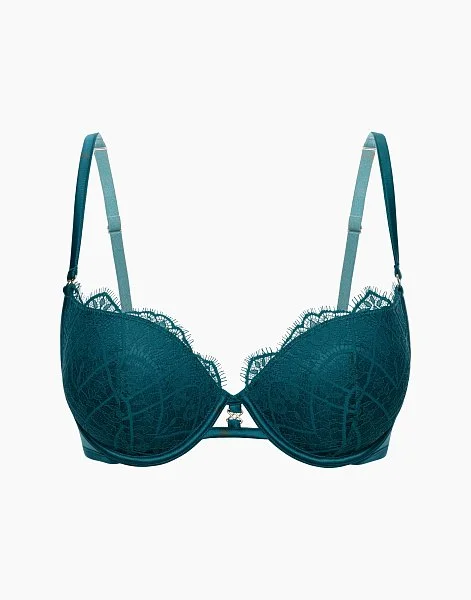 Бюстгальтер Двойной пуш-ап с формованными чашками на перемычке CD1023 изумрудный - 4